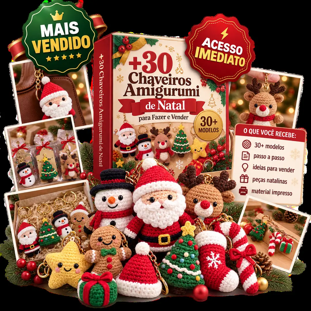 +30 Modelos de Chaveiros Amigurumi de Natal Mais Vendidos